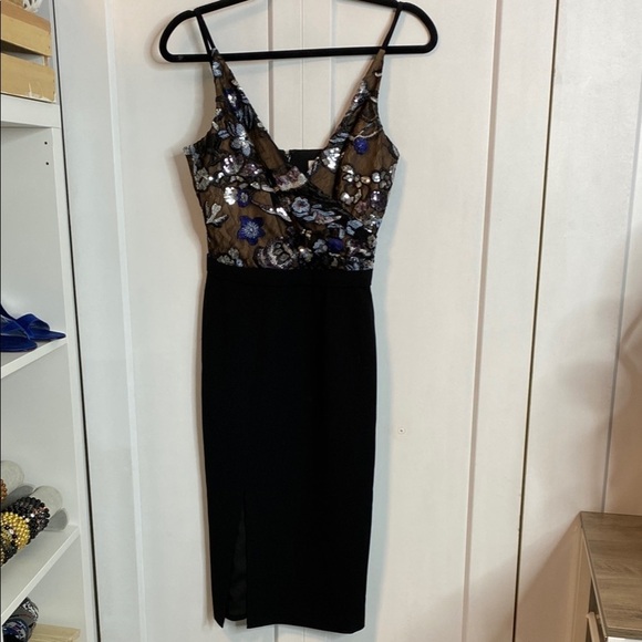 ANTHRO brand DRESS THE POPULATION Giului Sequin Bodice Crepe Sheath DRESS - XS - Picture 4 of 12